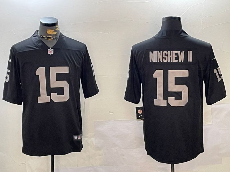 Men Oakland Raiders #15 Minshew ii Black 2024 Nike Vapor Limited NFL Jersey style 8